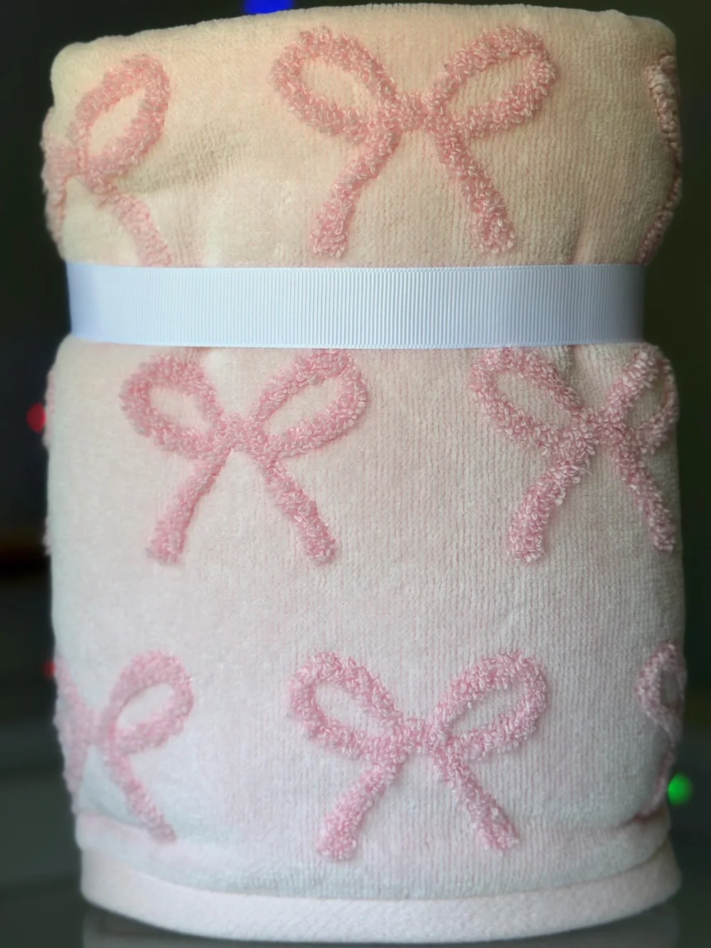 Caro Home Pink Bow Cotton Hand Towels 18x28 Set of 2
